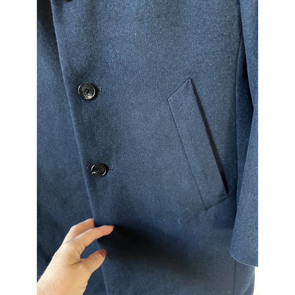 TNGT Today 'N Going On Tomorrow Mens Chester Wool Blend Long Navy Coat - Picture 5 of 9